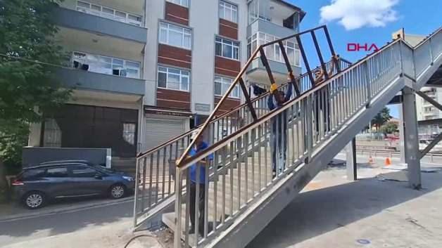 Evin içi göründüğü için davalık olan üst geçidin yıkımına başlandı Evin içi göründüğü için davalık olan üst geçidin yıkımına başlandı