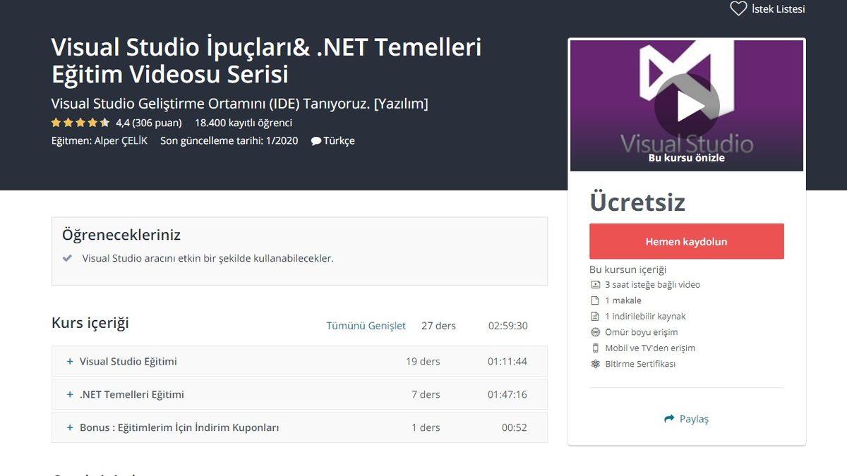 Yazılım Öğrenmek İsteyenler İçin Tamamen Ücretsiz Microsoft Visual Studio Eğitimleri Yazılım Öğrenmek İsteyenler İçin Tamamen Ücretsiz Microsoft Visual Studio Eğitimleri