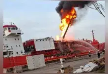 Ukrayna’da Türk Bayraklı Gemi Yangınında Mürettebat Tahliye…